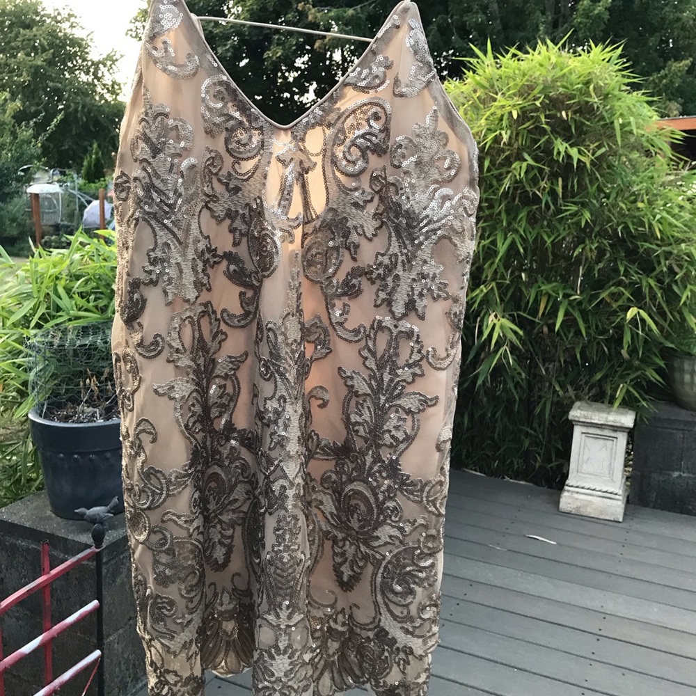 Gold Sequined Shift Dress